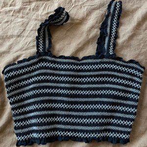 NWOT Smocked Crop Cami Top/Tank | XL | Lily Rose | Black and White Stitch